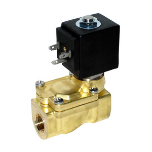 Granzow W Series 3/4 in. High Flow Normally-Closed Brass General Purpose Two-Way Solenoid Valve w/ Nitrile Rubber N Seal - 24 Volt DC