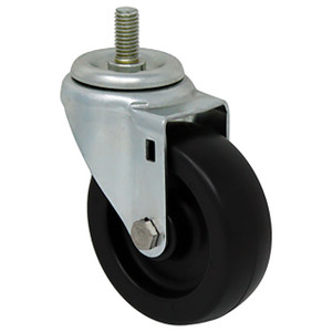 Durable Superior 4 in.  x 1 1/4 in. Light-Medium Duty Swivel Caster, Black Plastic , Threaded Stem