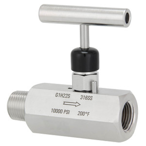 Reotemp Series N10 Needle Valve, NPT Connection, 10,000 PSI @ 200°F, Stainless Steel