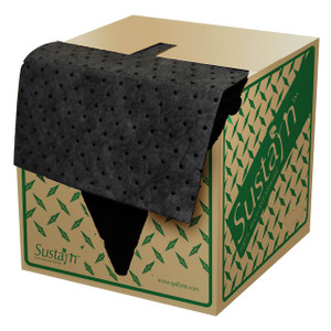 Spilfyter USR-75 Sustayn®16英寸。x 18。通用HW 100% Rec吸附剂垫，黑色，100/盒