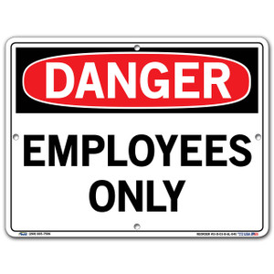 Vestil SID Series Danger Employees Only Safety Sign 12 1/2 in. x 9 1/2 in.