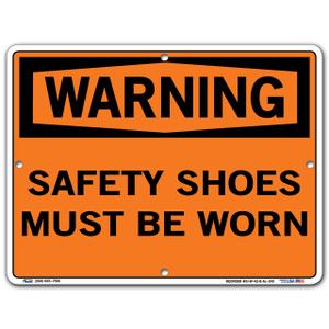 Vestil SI-W-42-B Warning Safety Shoes Must Be Worn Safety Signs 12 1/2 in. x 9 1/2 in.