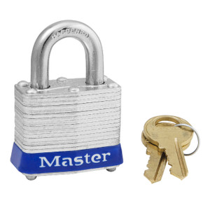 Master Lock 3BLU Blue Laminated Steel Safety Padlock, 1-9/16 in. W w/ 3/4 in.  H Shackle