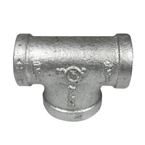 Service Metal Series SGBHT Class 150 Galvanized Malleable Iron 1 in. x 1 in. x 1-1/4 in.  Bull Head Tee