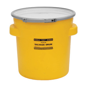 Justrite Eagle 1654 20 Gal. Salvage Drum w/Metal Lever-Lock, Yellow