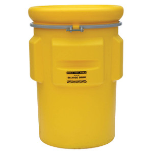 Justrite Eagle 1695 95 Gal. Salvage Drum, Metal Band w/Bolt, Yellow