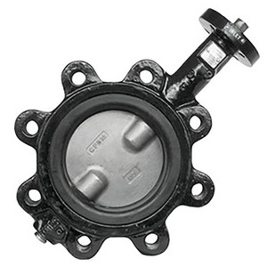 Jomar Valve 600 Series Epoxy-Coated Ductile Iron w/SS Disc Butterfly Valves, Nitrile Rubber Seals, Lug Style, Bare Stem