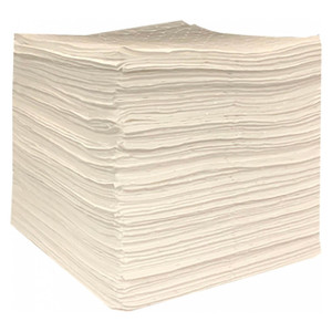 Essentials 15 in. x 18 in. Oil Only Single-Ply Medium Weight Unbonded Sorbent Pads, 100 Count