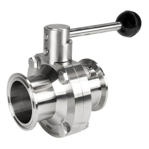 Dixon B5107 Series 1 1/2 in. 316L Stainless Steel Pull Handle Sanitary Butterfly Valve, EPDM Seal, Clamp End