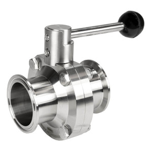 Dixon B5107 Series 1 in. 316L Stainless Steel Pull Handle Sanitary Butterfly Valve, Viton Seal, Clamp End