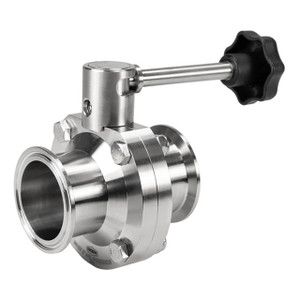 Dixon B5107 Series 1 1/2 in. 316L Stainless Steel Infinite Position Handle Sanitary Butterfly Valve, EPDM Seal, Clamp End