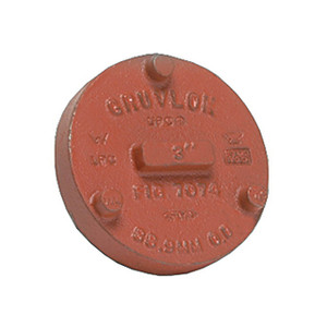 Anvil 7074 Gruvlok Ductile Iron 3 in. Pipe Cap Fitting, Grooved End, Ptd. Orange