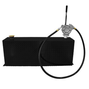 38 Gallon Aluminum Rectangle Fuel Transfer Tank w/ GPI 50 Gallons Per 100 Strokes Pump - Black Powder Coated