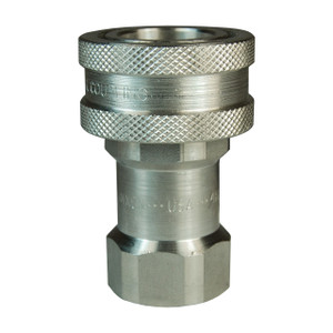 Dixon H-Series Hydraulic 303 Stainless Steel Female Threaded Coupler w/ Poppet Valve, ISO-B