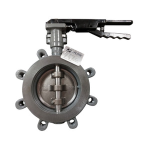 J-Flow Controls ANSI 150# 3 in. High Performance Carbon Steel Butterfly Valve, Lug Style, Stainless Steel Disc, RTFE Seat, Locking Lever Handle