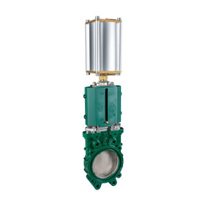 Metaltecnica 8 in. Cast Iron ANSI Flanged Gate Valve w/ Stainless Steel Knife - Air Cylinder