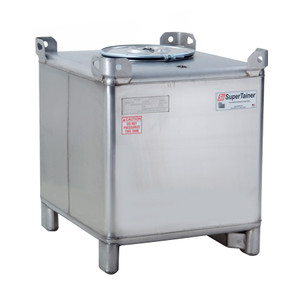 Snyder Industries 126 Gallon Supertainer Stainless Steel IBC Tote, Side Offset Outlet