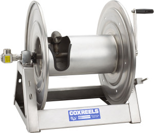 Coxreels 1125 Series Electro-Polished Stainless Steel Hand Crank Hose Reels - Reel Only - 1/2 in. x 200 ft.