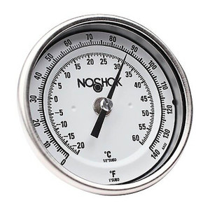 NOSHOK 100 Series 2 in. Dial Bimetal Thermometers w/ 1/4 in. NPT Back Mount, 6 in. L Stem