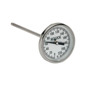 Thermometer, 3" Dial, Back Connected 1/2" NPT With 6" Stem, 200-700 Deg F And 75-400 Deg C