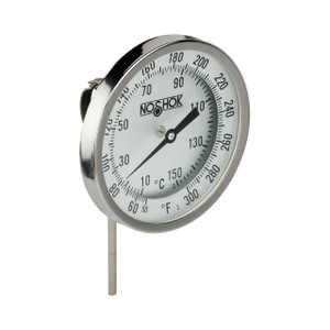 NOSHOK 300 Series 3 in. Dial Bimetal Thermometer w/ 1/2 in. NPT Adj. Angle Connection, 2 1/2 in. L Stem, 0° to 250° F/ -17° to 121° C