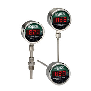 NOSHOK 820 Series Digital Temperature Indicator w/4-20mA Output, Bottom Mount, Upscale Burnout, 9 in. L Stem