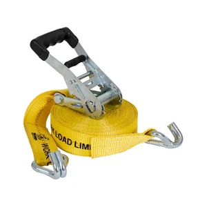 Buyers Products 7' X 1.5" Ratchet Tie-Down Strap With Double J-Hook – 500 Lb WLL For Ladder Racks & Heavy Cargo