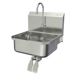Sani-lav 505L Hands-Free Wall Mount Stainless Steel Sink - Double Knee Pedal Valve