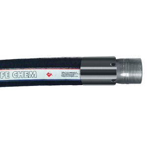 Tudertechnica Tufluor® Black PTFE Chem Full Conductive 1/2 in. 250 PSI Chemical Suction & Delivery Hose Assemblies w/ Stainless Steel Male NPT Ends