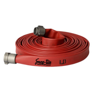 Snap-Tite LD LD25X50R25NBR 2 1/2 in. Lightweight Nitrile Rubber Fire Hose w/ NH Brass Rocker Lug Ends - 50 ft., Red