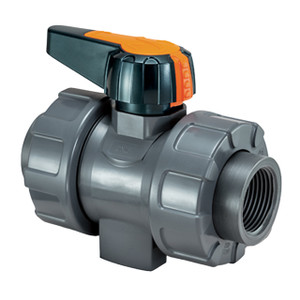 Chemline Plastics Type 25 True Union PVC Ball Valve w/ Locking Handle, EPDM O-Ring, Threaded Ends