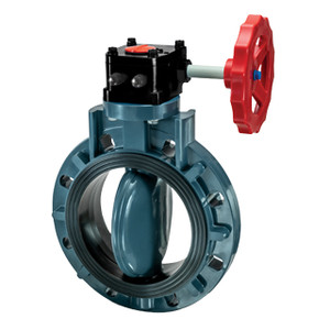 Chemline Plastics Type 58 Gear Operated Butterfly Valve, PP Body / PVC Disc, FKM Seat