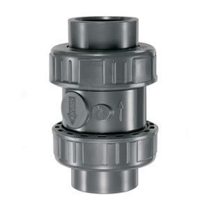 Chemline Plastics EC Series Ball Check Valve, PVC Body, FKM O-Rings, Socket Ends