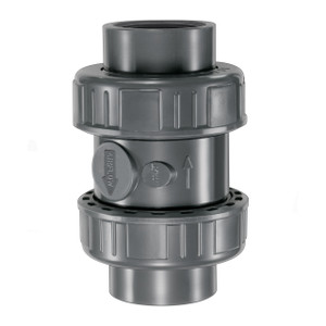 Chemline Plastics EC Series Ball Check Valve, PVC Body, FKM O-Rings, Threaded Ends