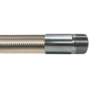 Resistoflex 2 in. Convoluted PTFE Stainless Steel Braid Anti-Static Chemical Hose Assembly w/ Stainless Steel Male NPT Ends