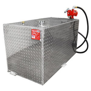 RDS Manufacturing 113 Gallon Aluminum Rectangle Transfer Tank w/ Fill-Rite FR8 12V DC 8 GPM Fuel Transfer Pump