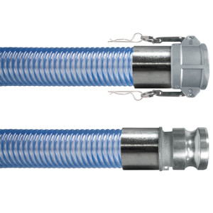 Kuriyama Tigerflex WT 2 in. Heavy-Duty PVC Food Grade Hose w/ Stainless Steel Female Coupler x Male Adapter Ends