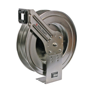 Reelcraft LC607 OLS Stainless Steel Hose Reel - Reel Only - 3/8 in. x 70 ft. - 300 PSI