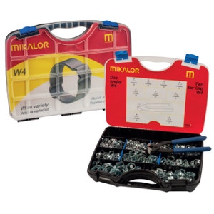 Mikalor Clamps LLC 03503116 5-15 mm Galvanized Steel W1 Two Ear Clips Assortment Box - Box Qty 375