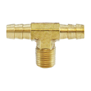 Midland Industries 32128 Brass Male Branch Tee, 3/8 in.  Hose Barb x 1/4 in. MNPT