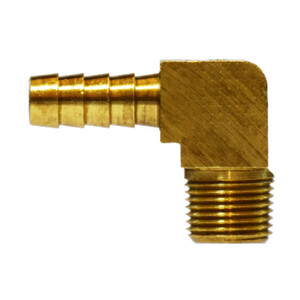 Midland Industries 32040B Brass 90° Barstock Male Elbow, 5/16 in. Hose Barb x 1/4 in. MNPT