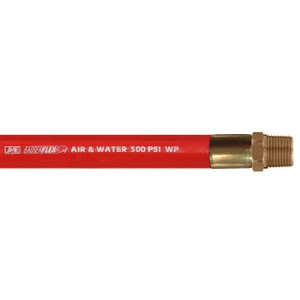 BadgerFlex 1/2 in. Air & Water Hose Assemblies w/ Crimped Male NPT Ends - Red