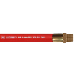 BadgerFlex 3/8 in. Air & Water Hose Assembly w/ Crimped Male NPT Ends - Red