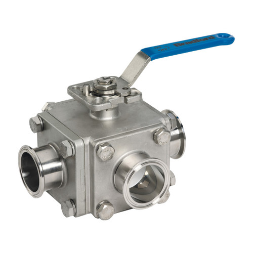 Dixon Sanitary Muti-port 3-way Sanitary Stainless Steel Ball Valves - 1 1/2 in. - 'L' Port