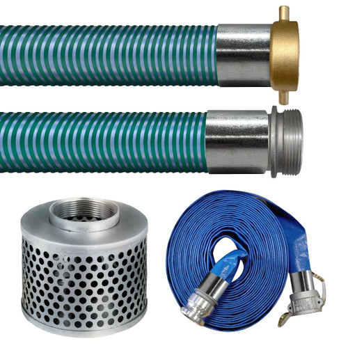 Kuriyama 6 in. Water Suction & Discharge Hose Kit W/ Strainer & Pin Lugs - for Water Transfer Pumps