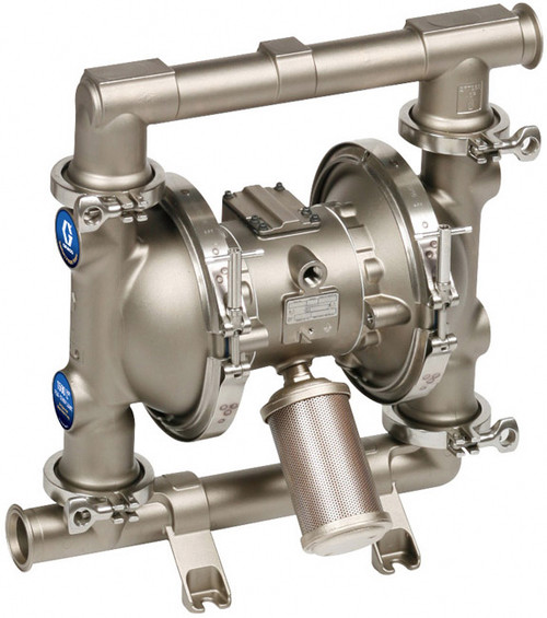 Graco 1590 FDA-Compliant 2 in. Double Diaphragm Sanitary Pumps w/ EPDM O-Rings, PTFE Balls, Overmolded PTFE Dia.