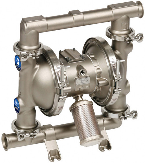 Graco 1590 FDA-Compliant 2 in. Double Diaphragm Sanitary Pumps w/ SST/EPDM O-Rings, Santoprene Balls & Dia.