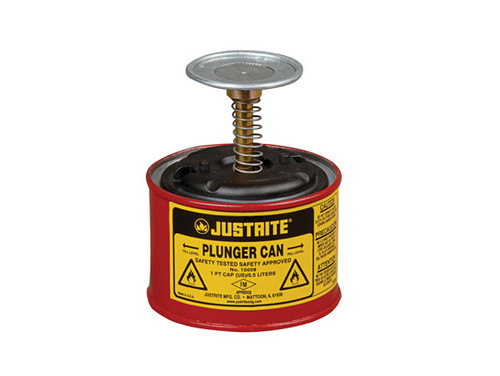 Justrite 10008 Plunger Can - 1 Pint - Red