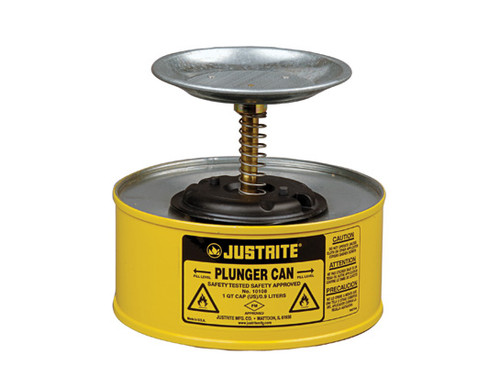Justrite 10118 Plunger Can - 1 Quart - Yellow