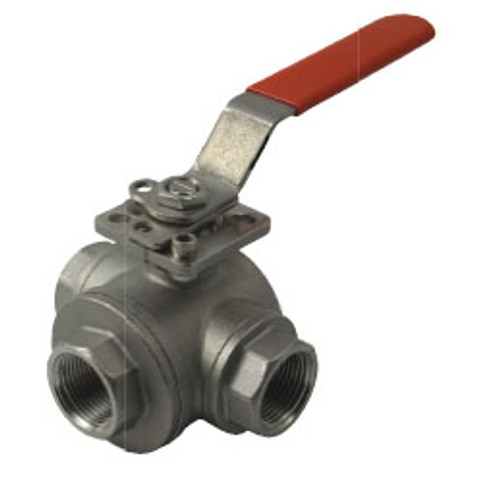 Dixon Sanitary 3-way Industrial Stainless Steel Ball Valve - L Port - 1/4 in.